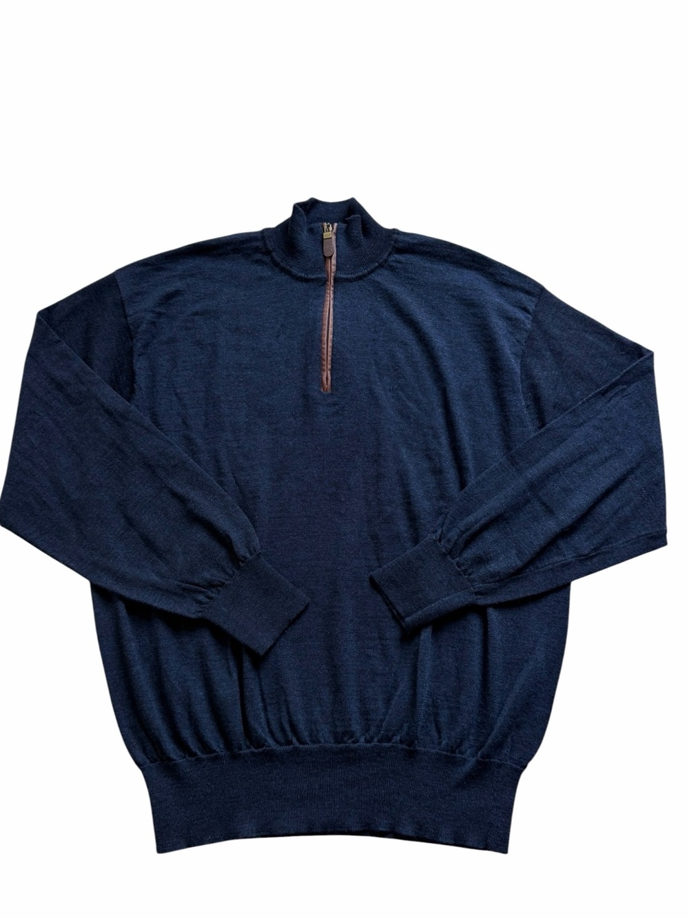 Orvis Mens XXL Wool Blend Quarter Zip Sweater Navy Blue Pullover Business Casual